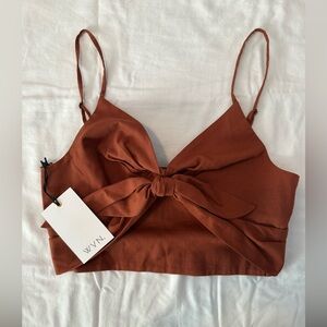 NWT WVN Crop Top with Bow